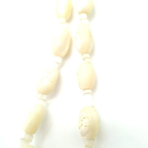 Cultured Freshwater Rice Pearl Necklace Vintage Baroque Single Strand w/Spacers - Picture 8 of 10